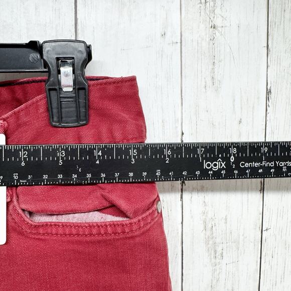 Tommy Hilfiger Freedom Boot Pants Women Size 8 Red Two Button Bootcut Jeans Zip - Picture 4 of 6